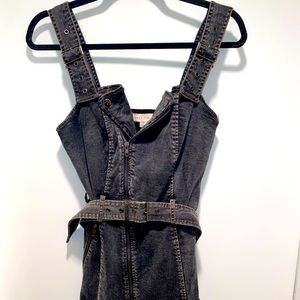 Dark Gray Denim Dress - Honey Punch